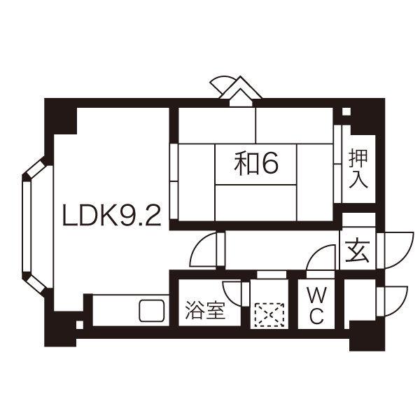ダイアパレス北34条(1LDK/4階)の間取り写真