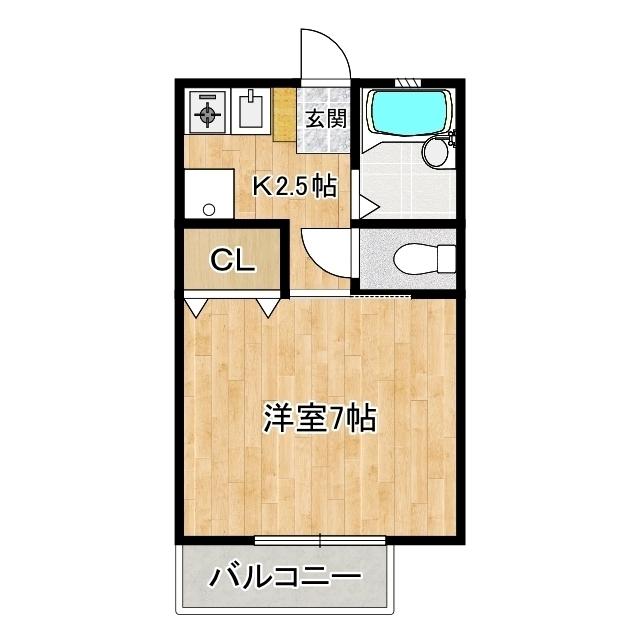 レインボー瀬名川I(1K/1階)の間取り写真