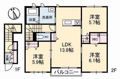 エルヴィータ(3LDK/2階)の間取り写真