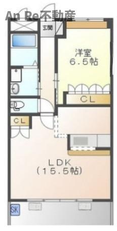 ロイヤルヒルズKOIZUMI(1LDK/1階)の間取り写真