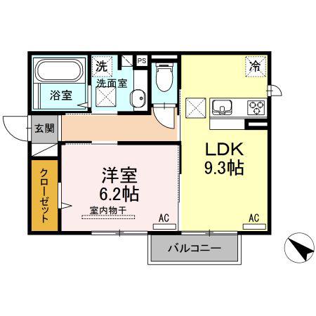 ピラール清水(1LDK/1階)の間取り写真