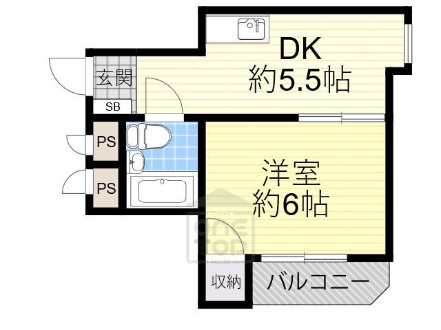 第2アローズハイツ(1DK/3階)の間取り写真