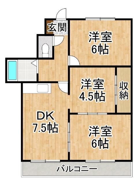 コーポニュータウン(3DK/2階)の間取り写真