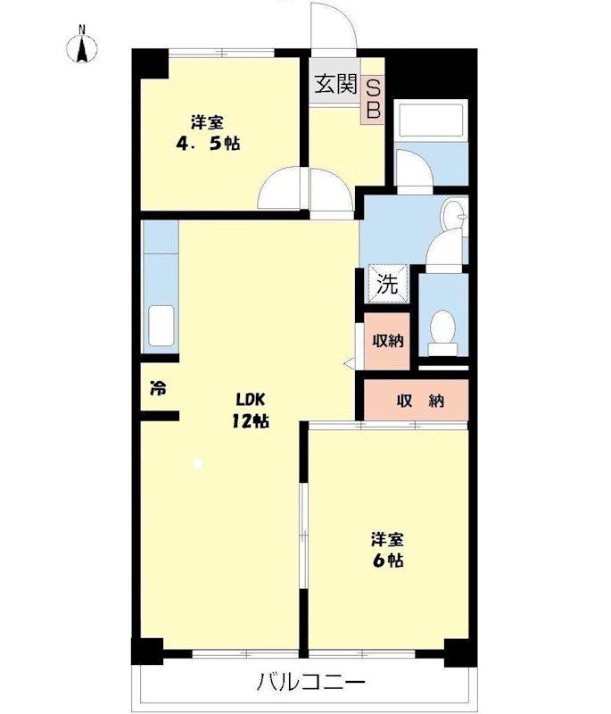 フラワーハイツ(2LDK/2階)の間取り写真