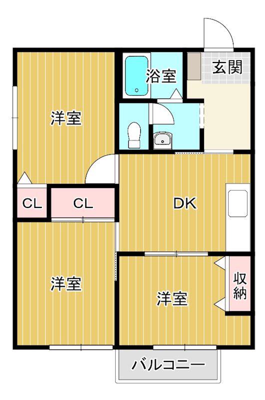 オータムハイツ(3DK/2階)の間取り写真