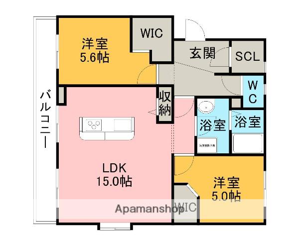 グリーンヒル東新C棟(2LDK/2階)の間取り写真