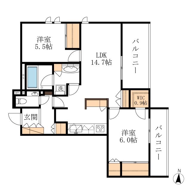 ルマセラ(2LDK/2階)の間取り写真