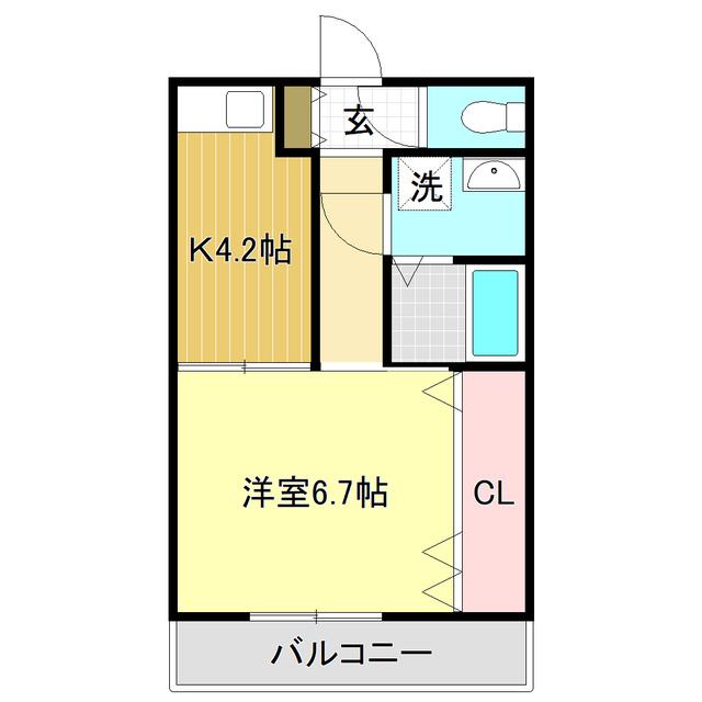 さんさんハウス(1K/2階)の間取り写真