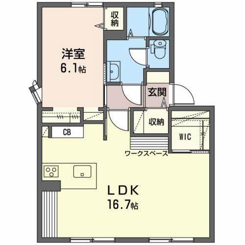 メゾン百石C棟(1LDK/1階)の間取り写真