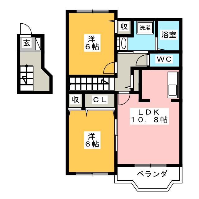 グリーンパーク野田(2LDK/2階)の間取り写真
