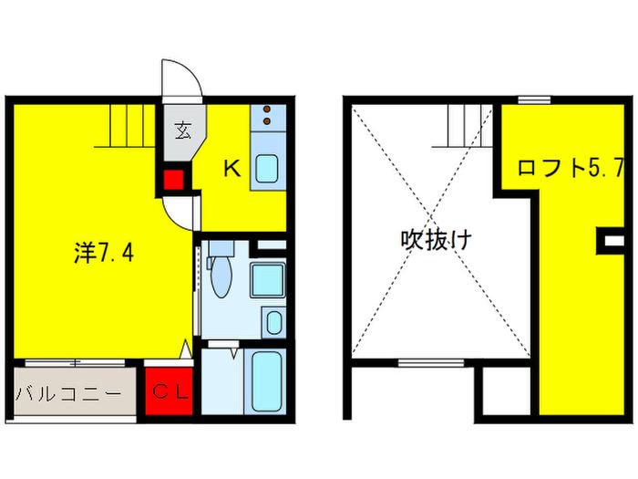 WATER SEVEN(1K/1階)の間取り写真