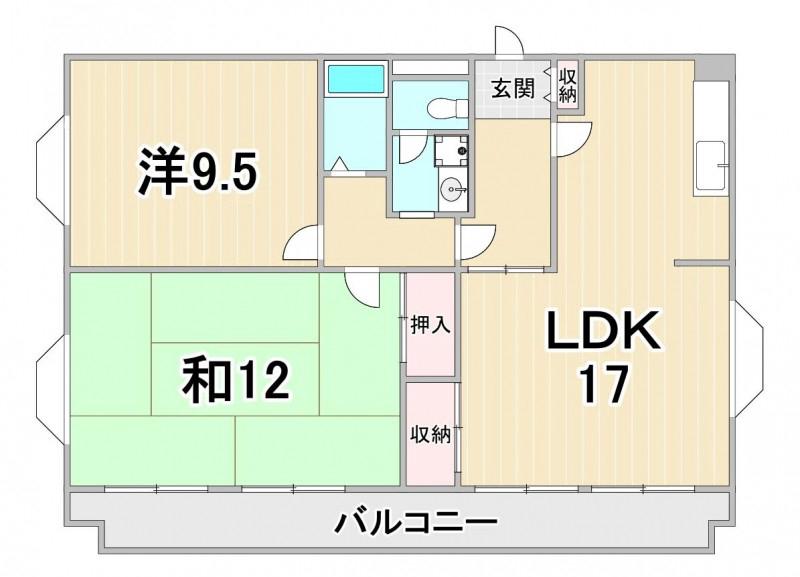 ロータリビルド西宮(2LDK/3階)の間取り写真