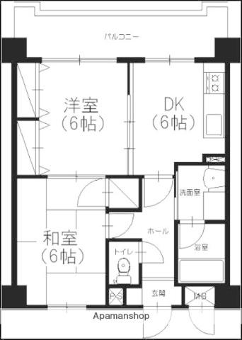 アミッドグリーン大濠弐番館(2DK/2階)の間取り写真