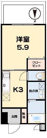 GROUND YAMAZATO(1K/5階)の間取り写真