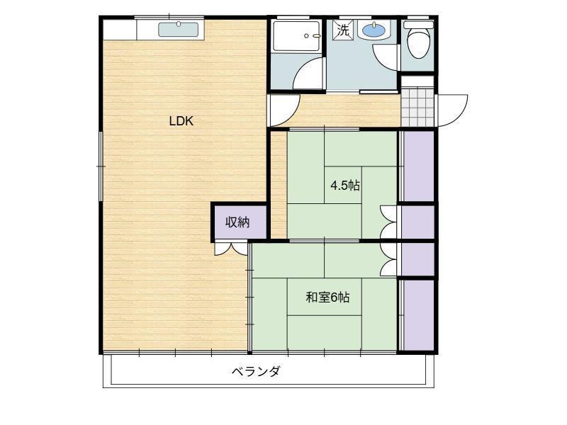 菱コーポ(2LDK/3階)の間取り写真