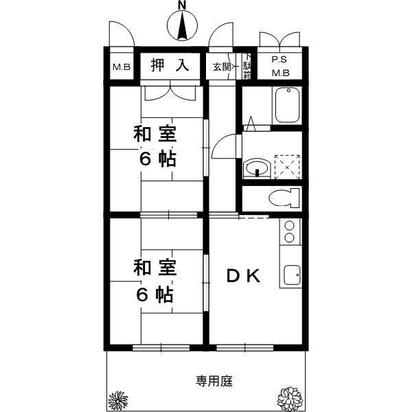 グレイスハイム大同(2DK/1階)の間取り写真