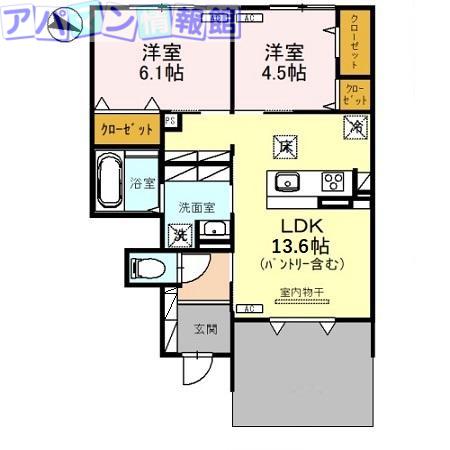 HANANO・SAYUME(2LDK/1階)の間取り写真