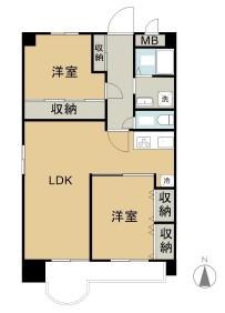 グリーンハウス松島G3(2LDK/8階)の間取り写真
