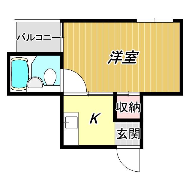帝塚山ハイツ(1K/6階)の間取り写真