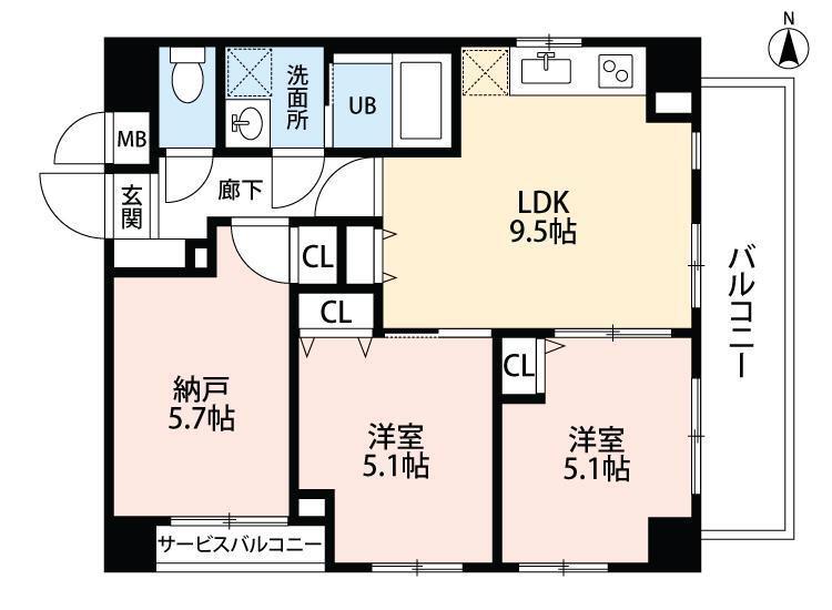 成美トラスト加賀Ⅱ(3LDK/2階)の間取り写真