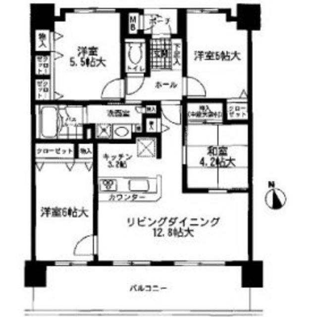 ロイヤルマンション博多(4LDK/5階)の間取り写真