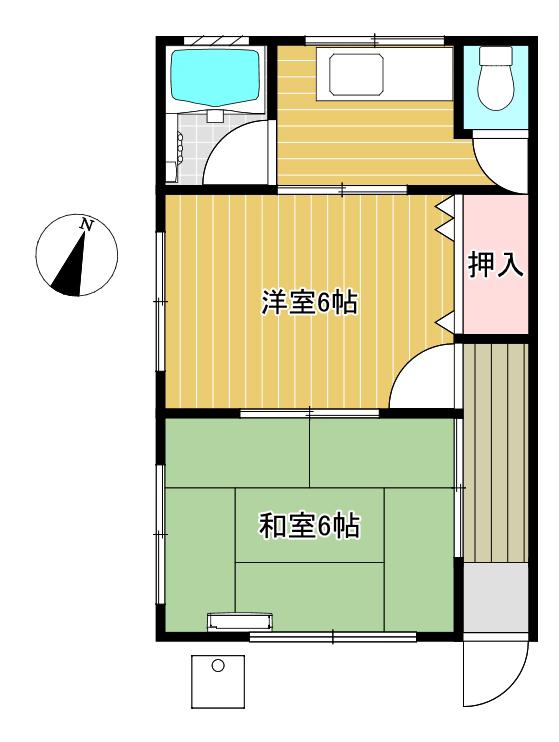 コーポ三谷(2K/1階)の間取り写真