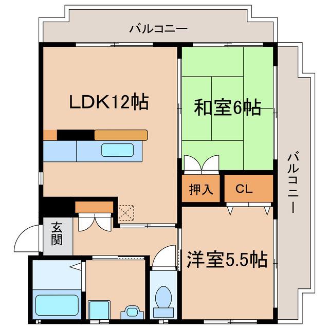 ピアパークII(2LDK/6階)の間取り写真