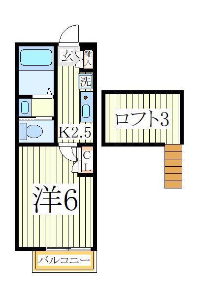 ユーフラット我孫子(1K/2階)の間取り写真