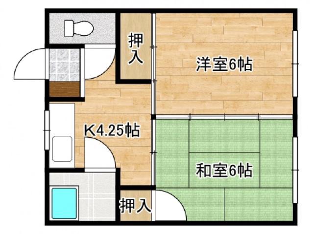 嵯峨野ハイツ(2DK/3階)の間取り写真