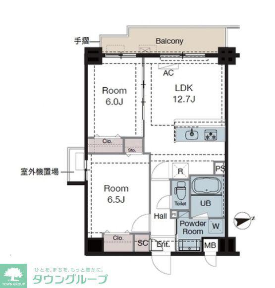 ラグゼナ東陽町(2LDK/4階)の間取り写真