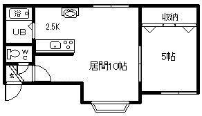 ウエストN(1LDK/2階)の間取り写真