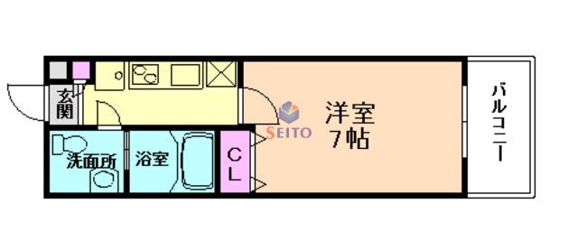 GIOIA鷺洲(1K/7階)の間取り写真