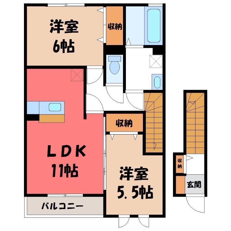 ブリジャール(2LDK/2階)の間取り写真