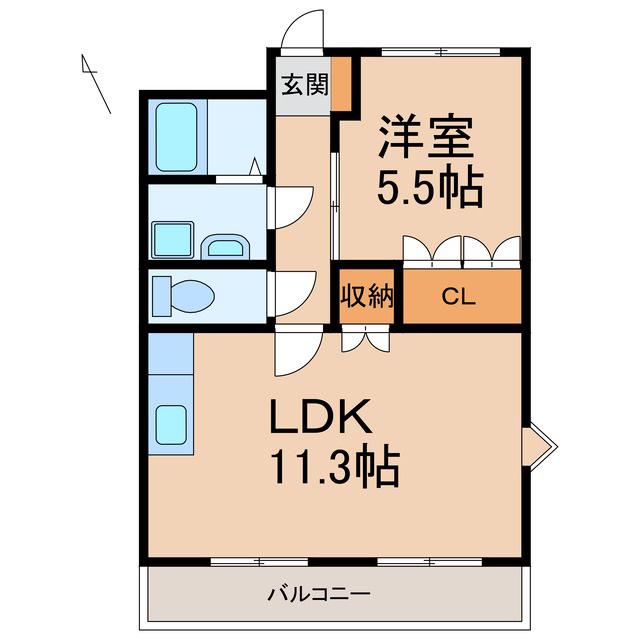 ウインドソング(1LDK/2階)の間取り写真