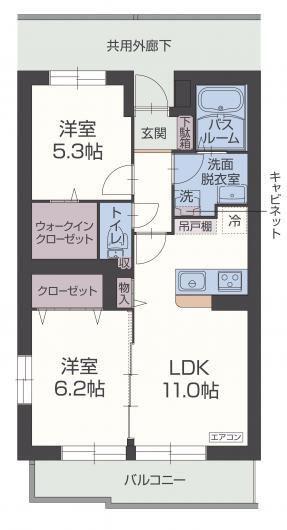 ルシエル グラン(2LDK/2階)の間取り写真
