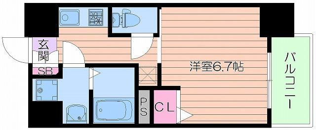 レオンコンフォート上本町(1K/9階)の間取り写真