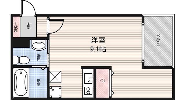 CASA七道(1K/2階)の間取り写真