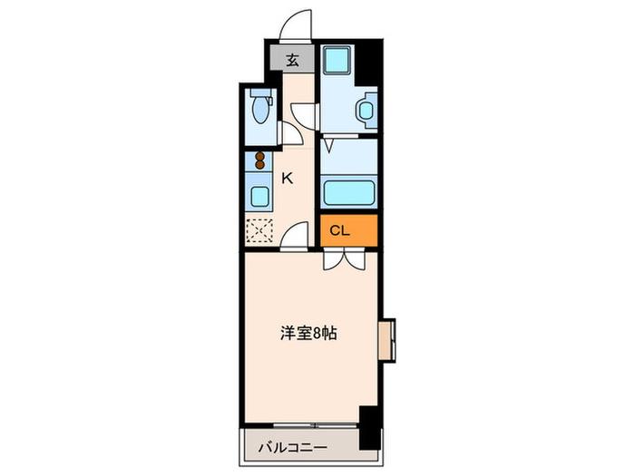 コンドミニアムヴェルジュ六本松(1K/3階)の間取り写真