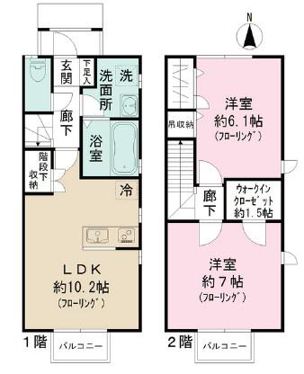 ALCYONE赤堤(2LDK/1階)の間取り写真