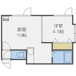 アークコート月寒東(1DK/2階)の間取り写真
