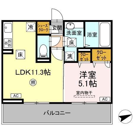 DーROOM松橋駅前(1LDK/1階)の間取り写真