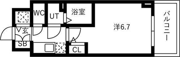 IW RESIDENCE大阪CREST TAPP(1K/7階)の間取り写真