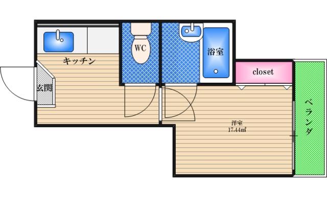 シンパシー京橋(1K/2階)の間取り写真