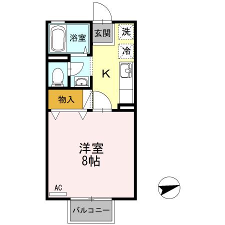 セジュ一ル壱番館(1K/1階)の間取り写真