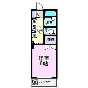 ブレークスルー中平(1K/2階)の間取り写真