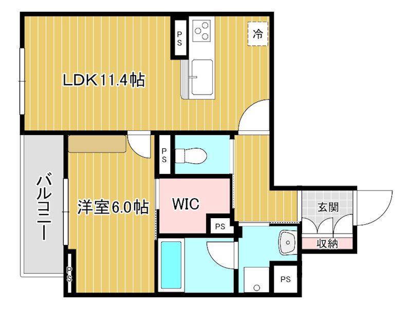 グランレーヴ上小町(1LDK/1階)の間取り写真