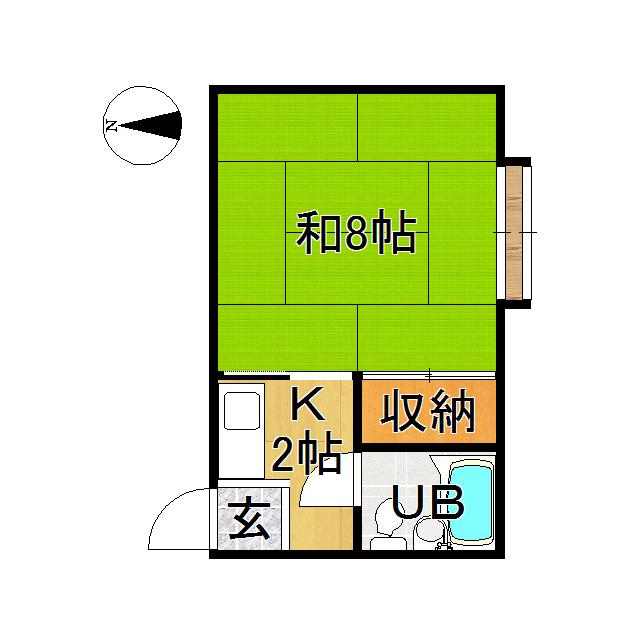 ライトハウス(1K/2階)の間取り写真