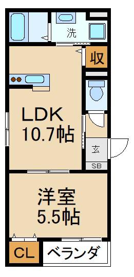 テコ宮之阪(1LDK/3階)の間取り写真
