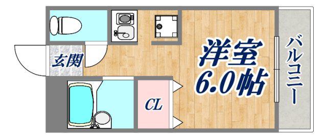 ダイドーメゾン西宮北口13(ワンルーム/2階)の間取り写真