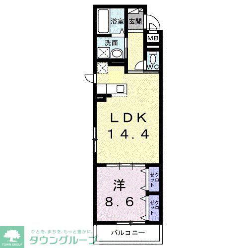 ブルーム(1LDK/2階)の間取り写真